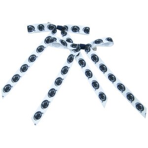 2 pack mini white ribbon bows with repeating Penn State Athletic Logos